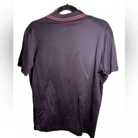 Vintage Lagerfeld cotton silk texture 4 snap button shirt sleeve polo shirt L - Picture 2 of 5